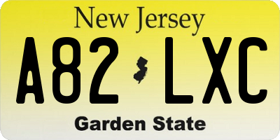 NJ license plate A82LXC