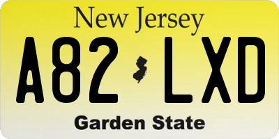 NJ license plate A82LXD