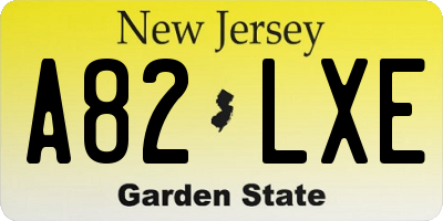 NJ license plate A82LXE