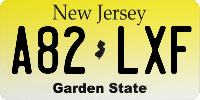 NJ license plate A82LXF