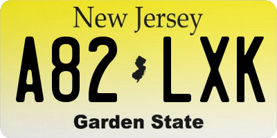 NJ license plate A82LXK