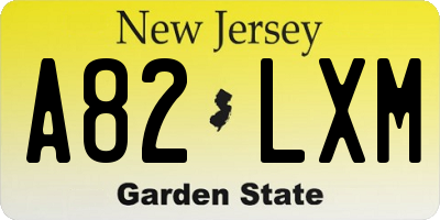 NJ license plate A82LXM