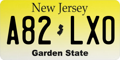 NJ license plate A82LXO