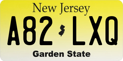 NJ license plate A82LXQ