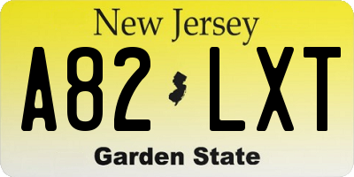 NJ license plate A82LXT