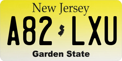 NJ license plate A82LXU