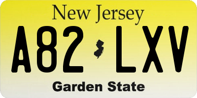 NJ license plate A82LXV