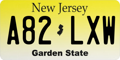 NJ license plate A82LXW