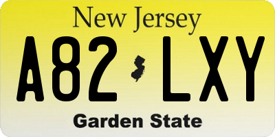 NJ license plate A82LXY