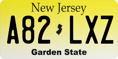 NJ license plate A82LXZ