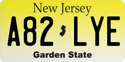 NJ license plate A82LYE