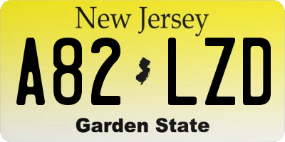 NJ license plate A82LZD