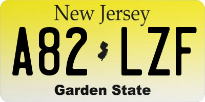 NJ license plate A82LZF