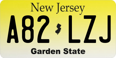 NJ license plate A82LZJ