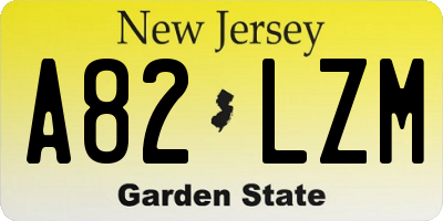 NJ license plate A82LZM