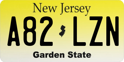 NJ license plate A82LZN