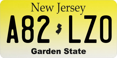 NJ license plate A82LZO