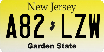NJ license plate A82LZW