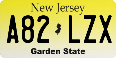 NJ license plate A82LZX