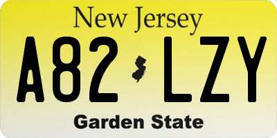 NJ license plate A82LZY