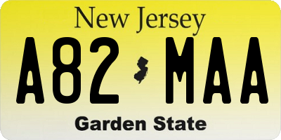 NJ license plate A82MAA