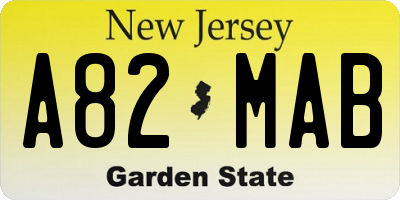 NJ license plate A82MAB