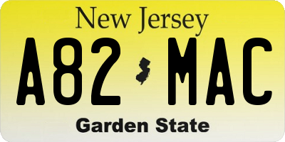 NJ license plate A82MAC