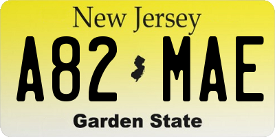 NJ license plate A82MAE