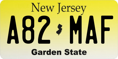 NJ license plate A82MAF