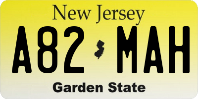 NJ license plate A82MAH