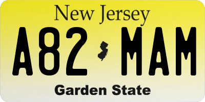NJ license plate A82MAM