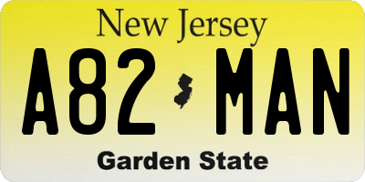 NJ license plate A82MAN