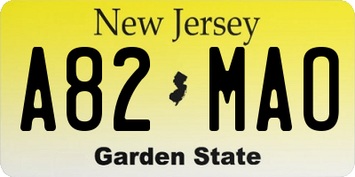 NJ license plate A82MAO