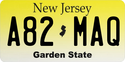 NJ license plate A82MAQ