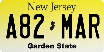 NJ license plate A82MAR