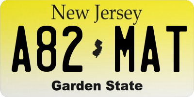NJ license plate A82MAT