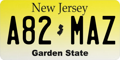 NJ license plate A82MAZ