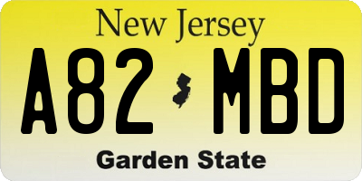 NJ license plate A82MBD