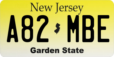 NJ license plate A82MBE