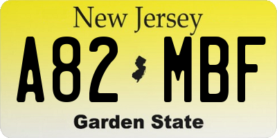 NJ license plate A82MBF
