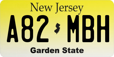 NJ license plate A82MBH