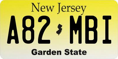NJ license plate A82MBI