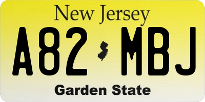 NJ license plate A82MBJ