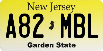 NJ license plate A82MBL