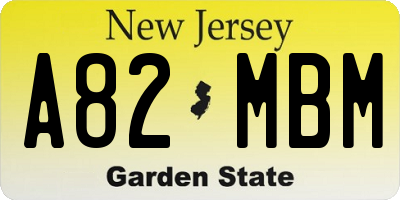 NJ license plate A82MBM