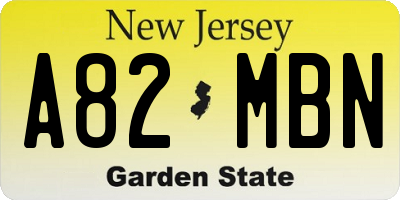 NJ license plate A82MBN