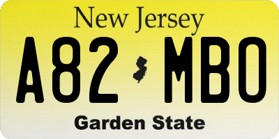 NJ license plate A82MBO