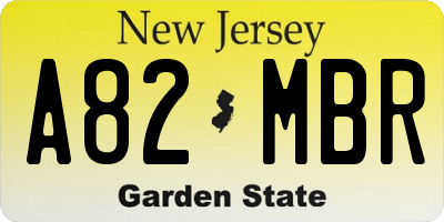 NJ license plate A82MBR