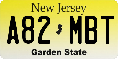 NJ license plate A82MBT