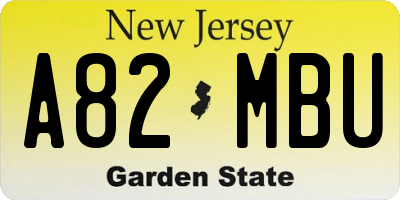 NJ license plate A82MBU